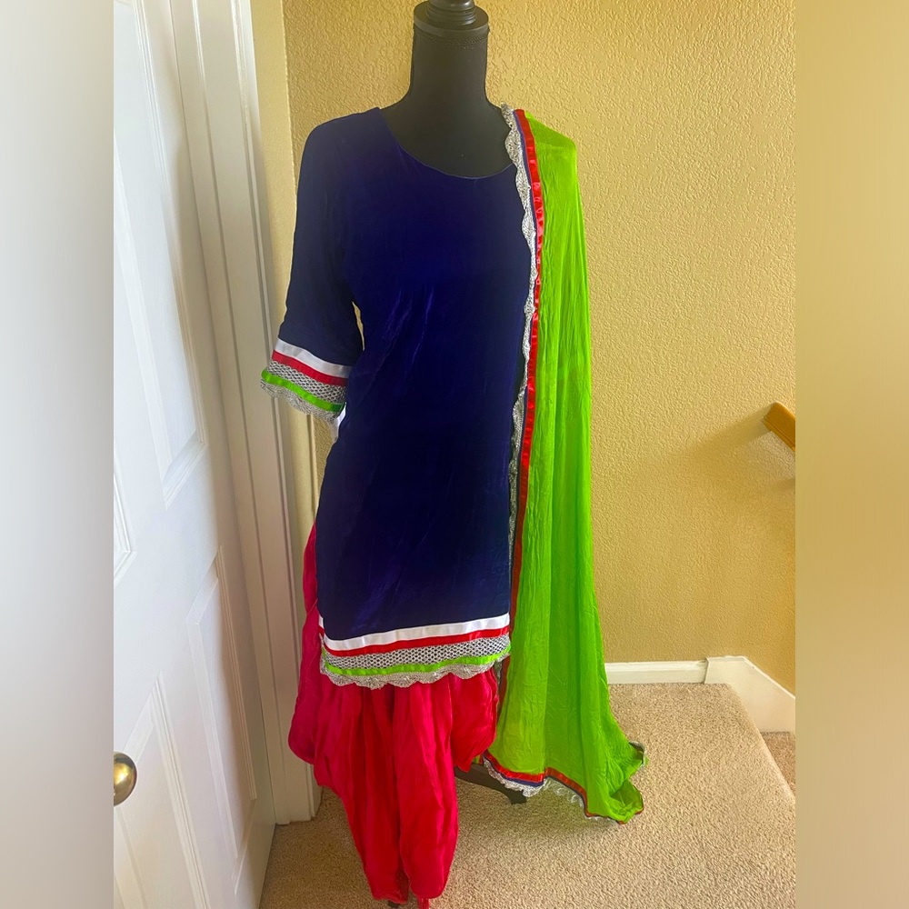 Red/blue/green Salwar Indian Suit